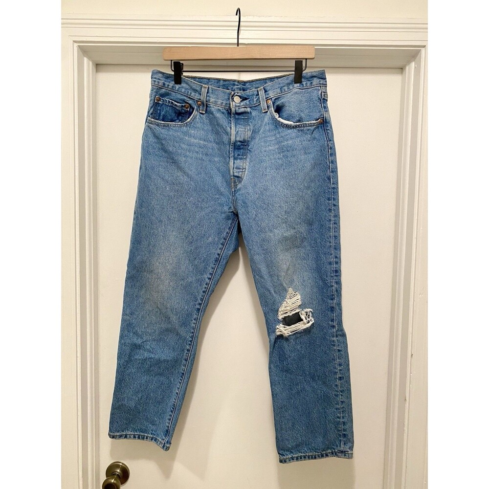 Levi's Premium 501 Original Straight Leg Jeans 32x26 Distressed 100% Cotton